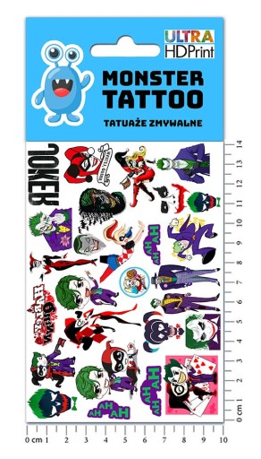 UMÝVAJÚCE DOČASNÉ TETOVANIE PRE DETI DETSKÝ JOKER ORIGINÁLNE DIZAJNY