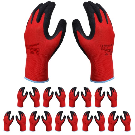 10 PÁROV Rukavice PRACOVNÉ RUKAVICE potiahnuté latexom r8