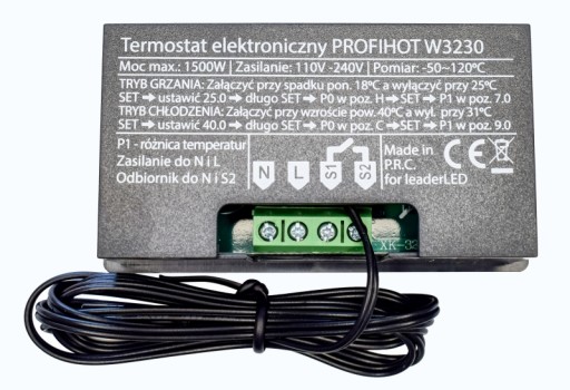 ELEKTRONICKÝ TERMOSTATOVÝ REGULÁTOR TEPLOTY DIGITÁLNY OVLÁDAČ 1500W 230V