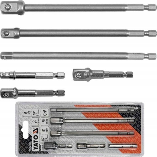 YATO ADAPTÉRY HEX REDUKCIE PRE ZÁSUVKY 1/4 3/8 1/2 5cm, 15cm