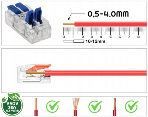 Rýchloupínací konektor, priechodný, 2-stopový konektor pre Mono COB SMD LED pásy