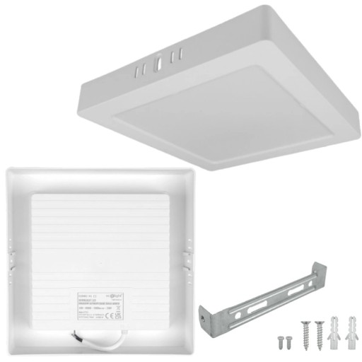 Prisadené štvorcové LED svietidlo 22x22 cm 18W 4000K + napájací zdroj