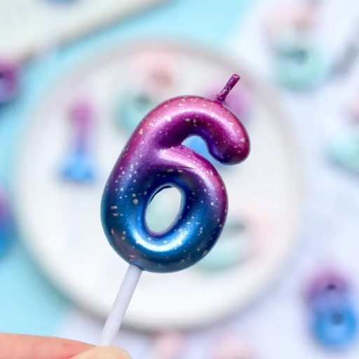 Narodeninová SVIEČKA na galaxy tortu NARODENINY ČÍSLO 6 šesť