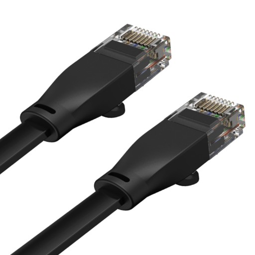 Unitek čierny plochý UTP Ethernet Cat.6 sieťový kábel 10m 1Gbps