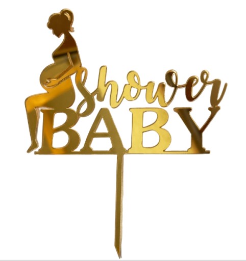 Baby Shower Topper Tehotná žena Budúca mama Zlaté Plexi