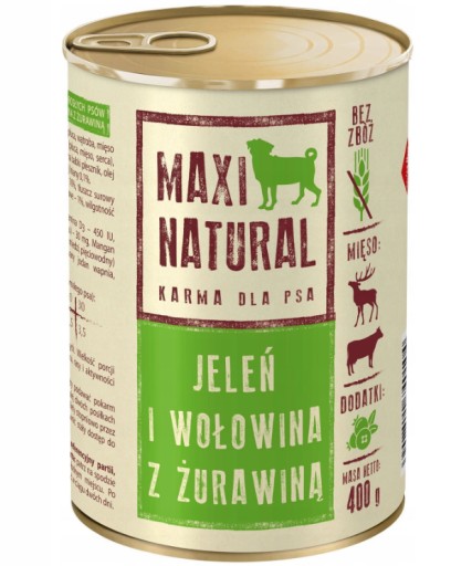 MAXI NATURAL Mokré krmivo pre psov DEER BEEF 400g