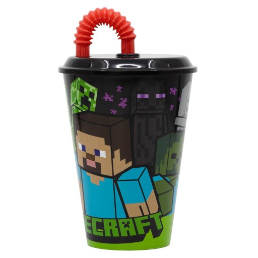 MINECRAFT pohár so slamkou BPA FREE 430ml
