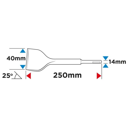 Sekáč SDS Plus 40 x 250 mm, 25 stupňov