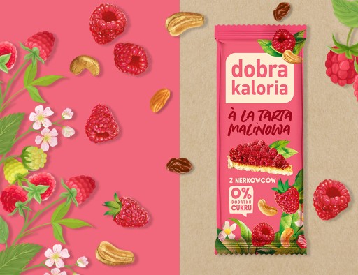 Prírodná malinová tortová tyčinka s kešu orieškami, hrozienkami, kaloricky dobrá