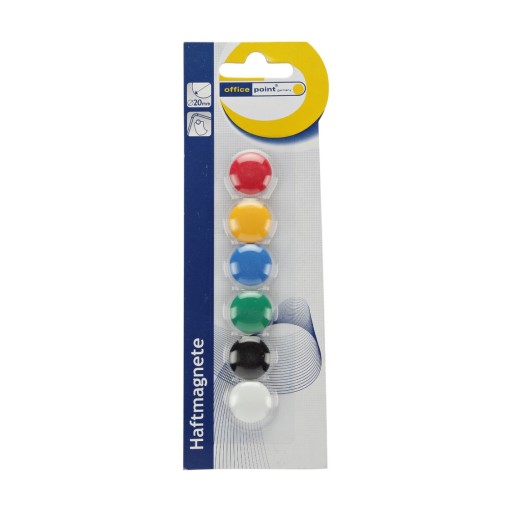 MAGNETY PRE MAGDNETICKÉ DOSKY KANCELÁRSKYCH CHLADNIČIEK, FAREBNÉ 20MM 6 KS