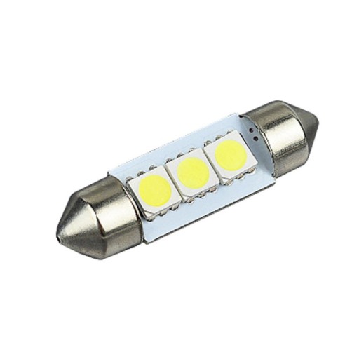1x BIELA C5W ŽIAROVKA 3 LED 5050 SMD 12V 39 39MM (univerzálna)