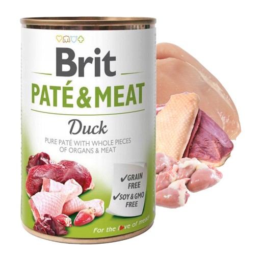 BRIT PATE & MEAT Mokré krmivo pre psov Kačica 400 g