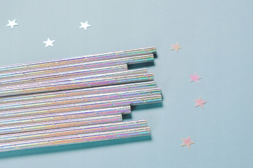 HOLOGRAPHIC slamky na narodeniny jednorožec 10 ks