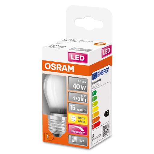 Osram LED guľová žiarovka 4,8W = 40W E27 2700K DIM