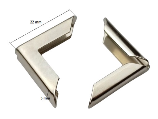 Rohová kabelka, koženkové kovanie, 22 mm, strieborná, 2 kusy