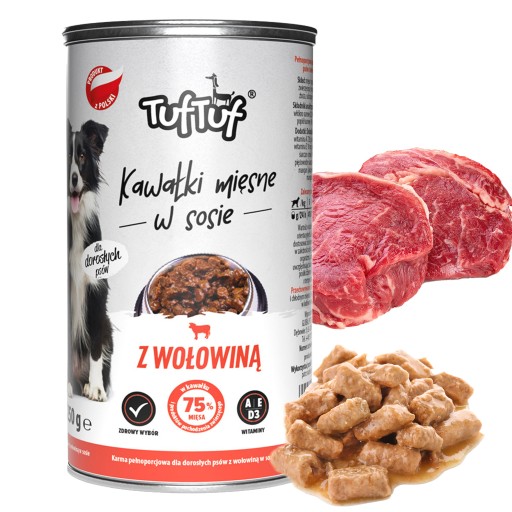 TUF TUF Krmivo pre psov KUSY V Omáčke Hovädzie 1250g
