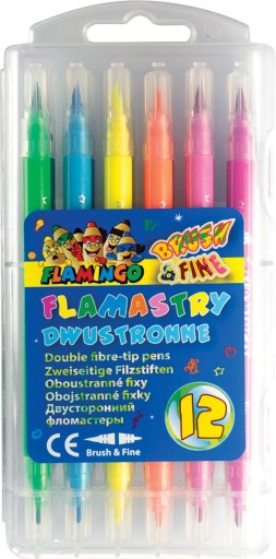 Obojstranné fixky 12 ks Brush a Fine Flaming