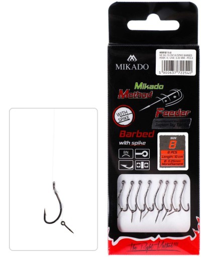 MF RIG - S IHLOU - ostnatý háčik č.8 / vlasec: 0,25mm/10cm - balenie 8ks.