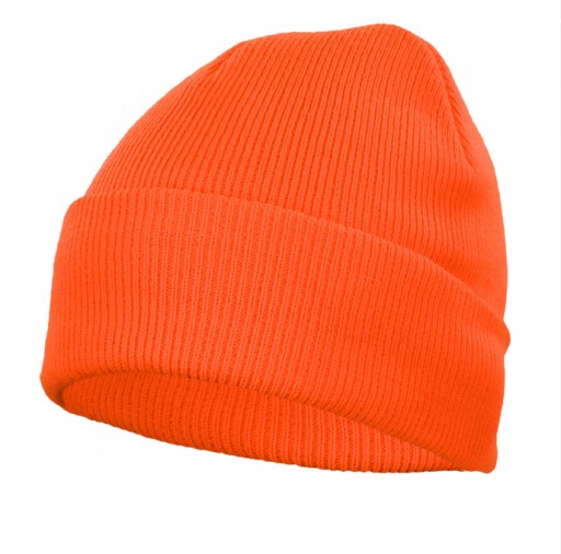 Pletená zimná čiapka CZDZ, oranžová, vyhrnutá