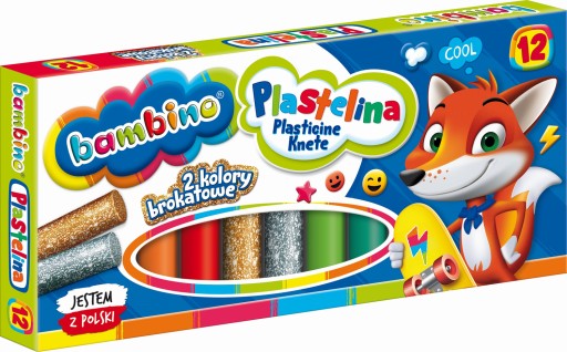 Bambino školská plastelína, 12 FAREB, vrátane 2 trblietavých, v kufríku s certifikátom