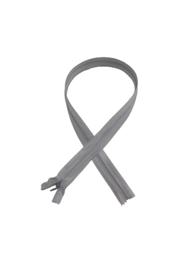 Zips, SAMOSTATNÝ Zips, KRYTÁ ČIPKA, 50cm, SIVÁ