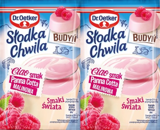 DR. Oetker Słodka Chwila Puding s príchuťou malina panna cotta 2 x 43 g