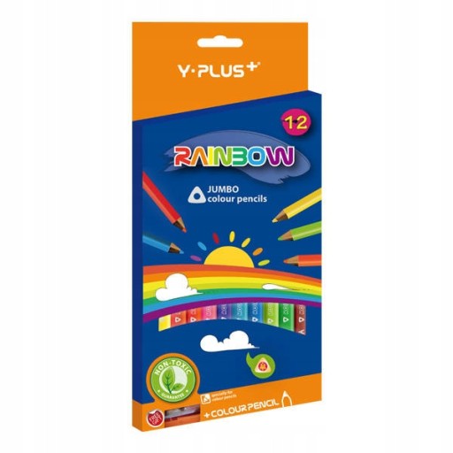 Pastelky JUMBO Y-PLUS Rainbow 12 farieb + strúhadlo