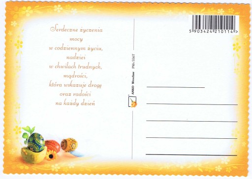 POHĽADNICA VEĽKONOČNÁ KARTA SVIATKY 1 KS