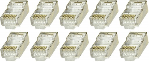 10x zástrčkový konektorový terminál RJ45 Pass Through RJ kategórie 5e do LAN kábla STP FTP UTP