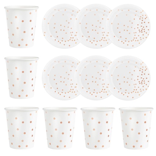 Sada šálok a tanierov Rose Gold Dots 12 ks