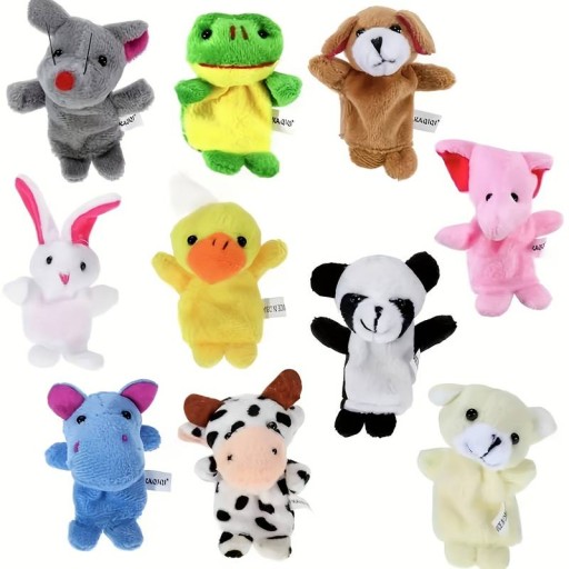 ŠTENIATKA SÚPRAVA 10 MASKOTOV OBAL NA PRSTY MINI DIVADLO ZOO