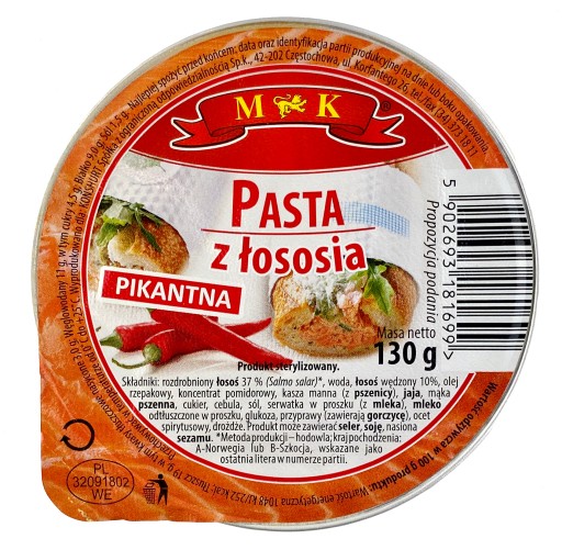 Pikantná pasta z lososa 130g MK