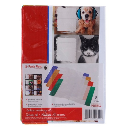 Obal na zošit A5 PVC MIX + nálepky (8 ks)