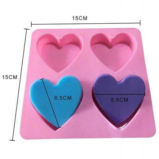 Silikónová forma 4x mydlo srdce Mydlarnia Hearts Valentín MF-035