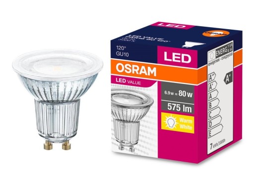 OSRAM LED žiarovka GU10 6,9W 80W 575lm 3000K 120°