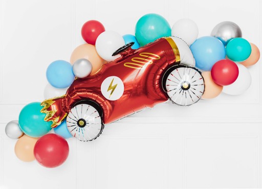 Červený autofóliový balónik Car Racer narodeninová párty 93x48cm