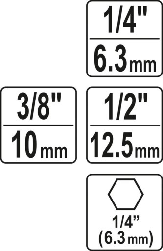SÚPRAVA HEX ADAPTÉRU PRE ZÁSUVKY - 1/4, 3/8, 1/2