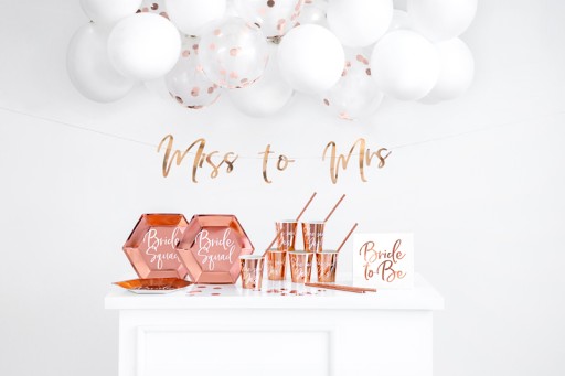 Papierové taniere 23 cm Bride Squad Rose gold 6 ks