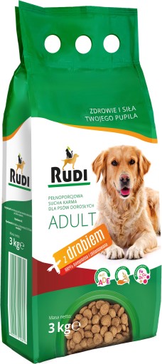 Rudi SUCHÉ KRMIVO HYDINY pre dospelých psov 3kg