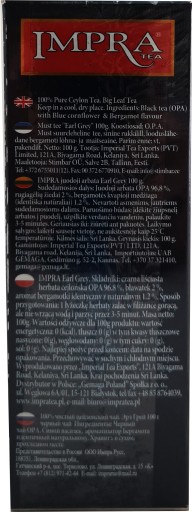IMPRA EARL GREY Cejlónsky čierny čaj LIST 100G