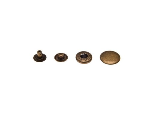 Stláčacie gombíky ALFA, kovové patentky, 12,5 mm, zlaté, 10 sád