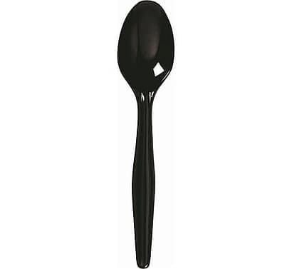 Čierne plastové príborové lyžice, 50 ks