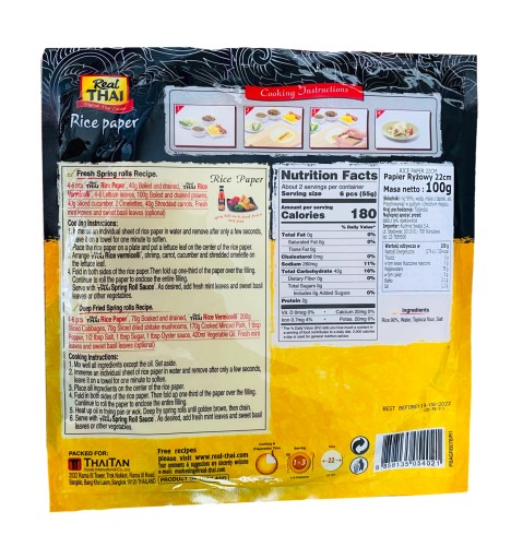 Guľatý ryžový papier 22cm 100g Real Thai