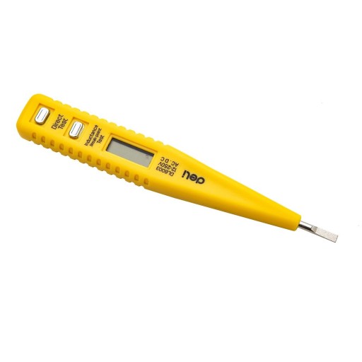 Deli Tools EDL8003 skúšačka napätia, elektronická, 12-250V (žltá)