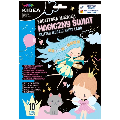 KREATÍVNA MOZAIKA MAGICKÝ SVET 5 PLÁNKOV KIDEA NÁLEPKY GLITRE A DIAMANTY