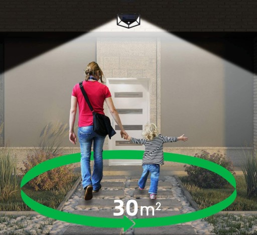 SOLÁRNE FASÁDNE SVÍTIDLO 100 LED SO SÚMRAK A SENZOR POHYBU, ZÁHRAD.