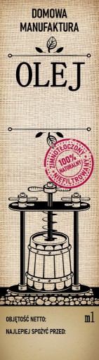 10 kusov samolepiacich fóliových etikiet na domáci olej