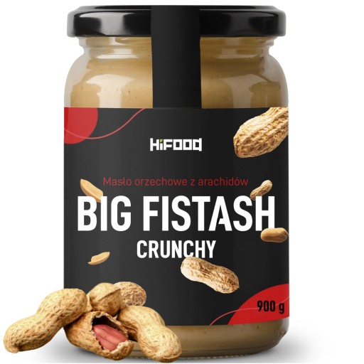 BIG FISTASH CRUNCHY arašidové maslo 900g HiFOOD