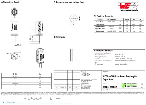 10uf 400v 10x16 nech žije Wurth electronic