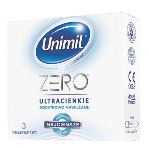 Unimil Zero kondómy, ultratenké, 3 ks.